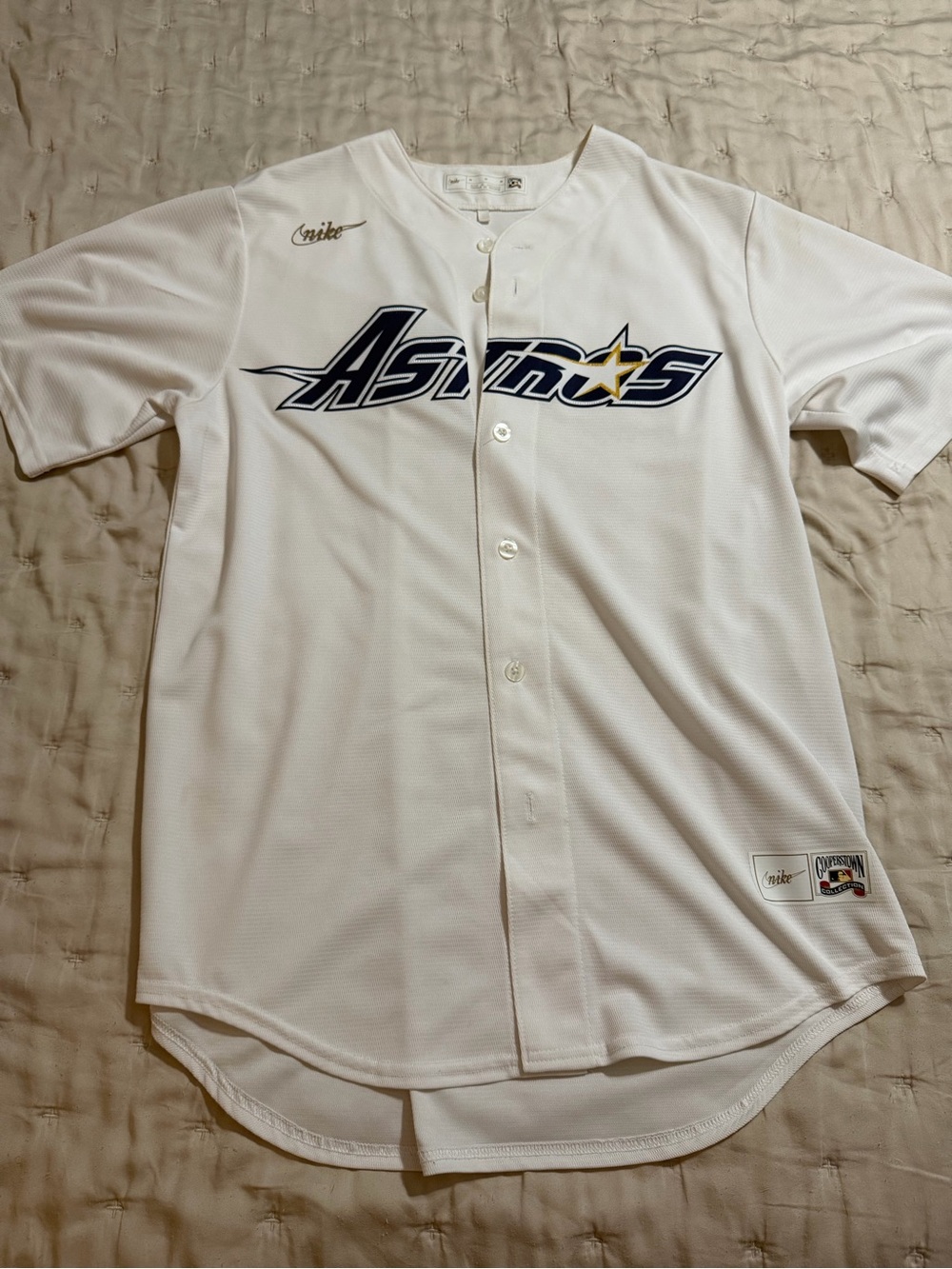 White Houston Astros Jersey with Navy & Gold Logo cooperstown collection